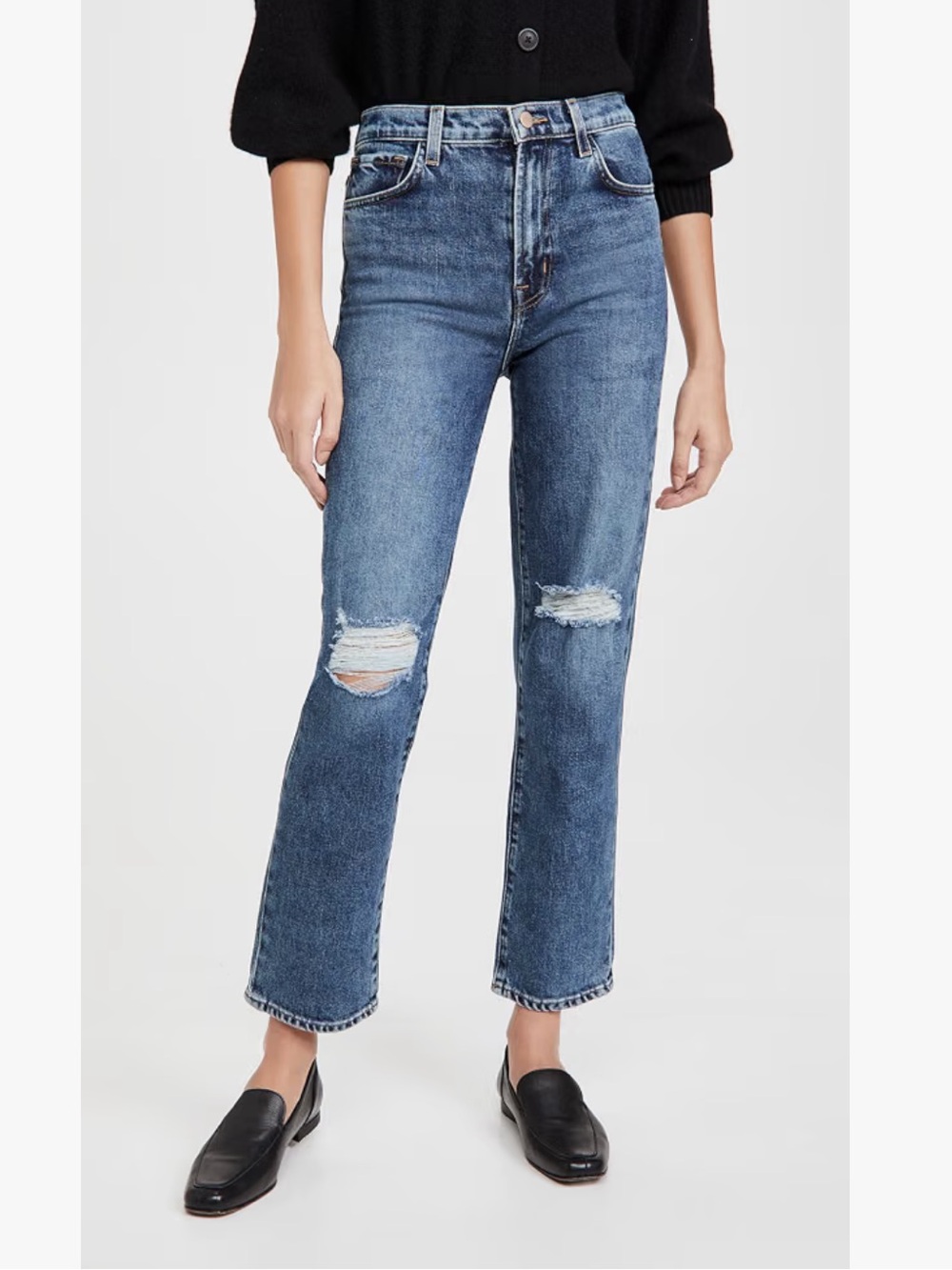 J Brand NWOT Jules High Rise Straight Jean Finesse Destruct Size 24